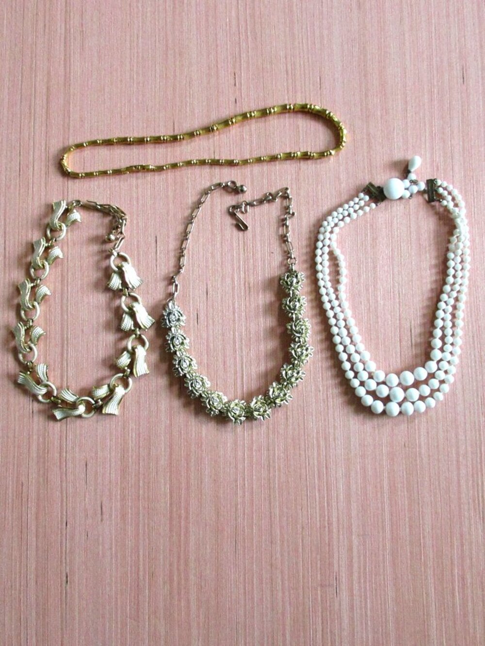 Vintage Necklace Bundle – CORO, Milk Glass, Bamboo Chain & More